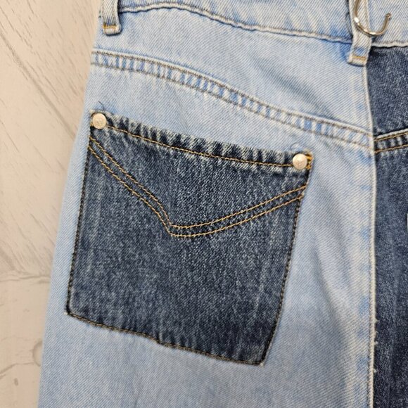 Ragged Priest Blue Denim Raw Seam Patchwork Jeans Size 28 - Picture 10 of 16